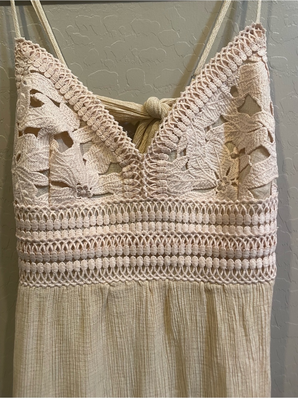Love Tree Cream One-Shoulder Crochet-Tiered Sundress boho - Picture 3 of 8